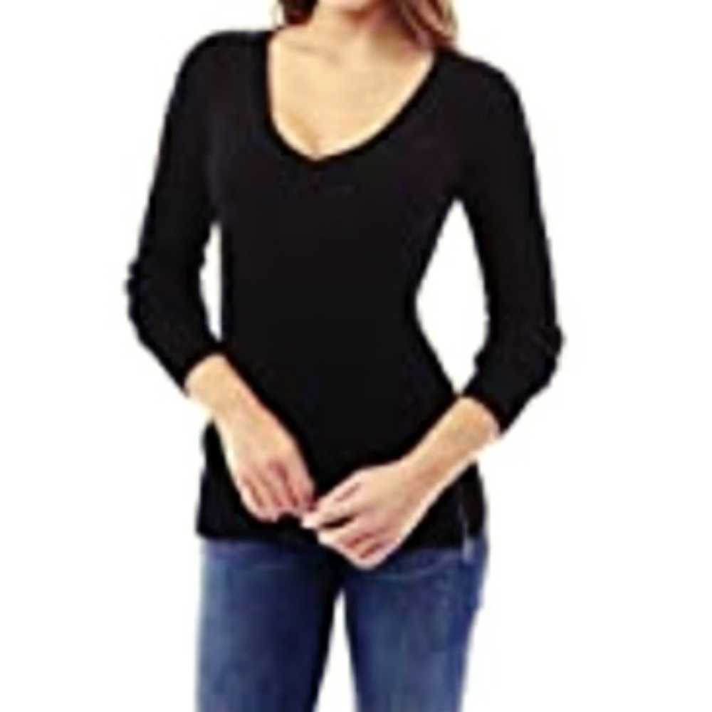 Pattyboutik Ribbed V-Neck Zip-Embellished Sweater - Picture 2 of 4